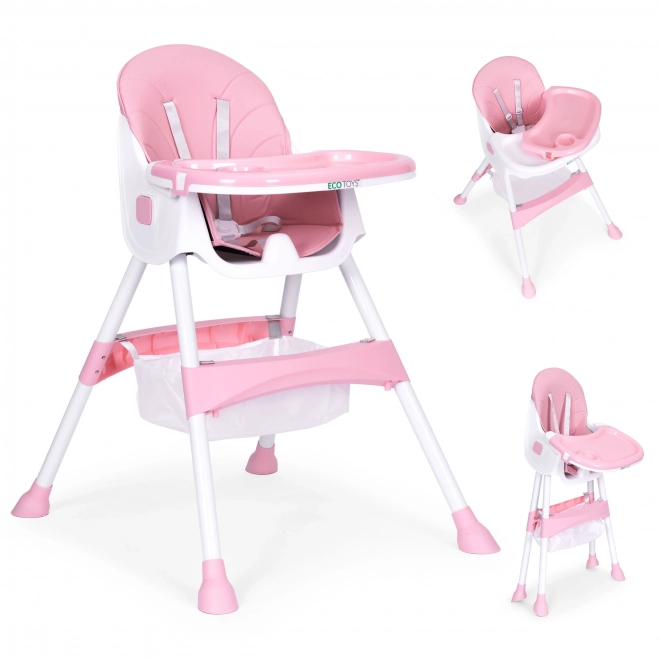 Seggiolone con vassoio e cestino rosa di ECOTOYS