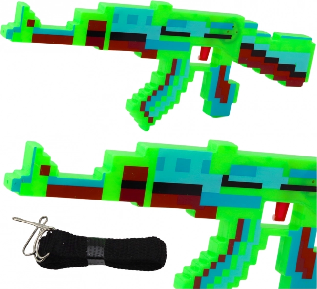 Fucile pixelato con effetti sonori e luminosi verde 39 cm