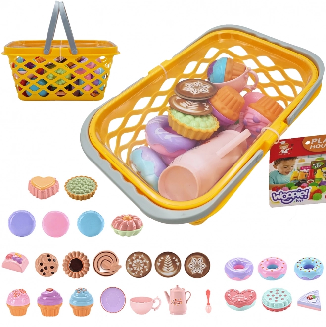 Cestino della Spesa con Set per il Tè e Dolci