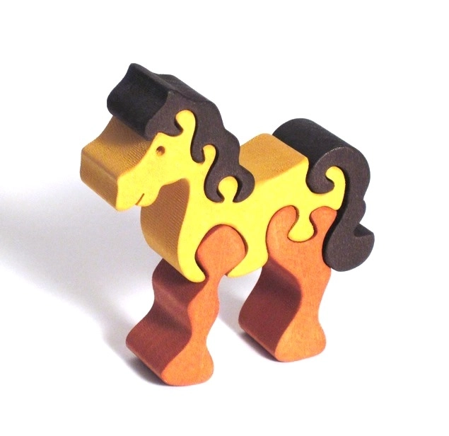 Puzzle di legno a incastro Cavallo Marrone Piccolo