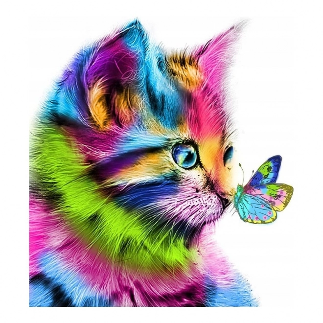 Mosaico di diamanti - Gatto con farfalla