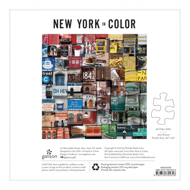 Puzzle Galison Colorato New York 500 Pezzi