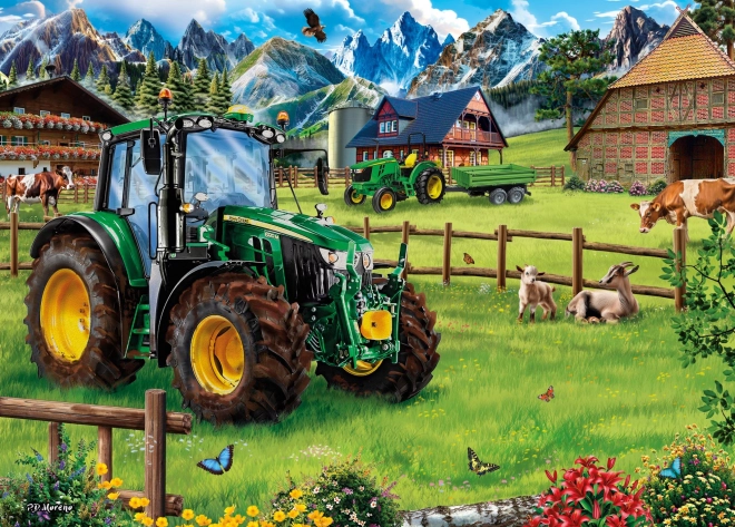 Puzzle Schmidt paesaggio alpino con trattore John Deere