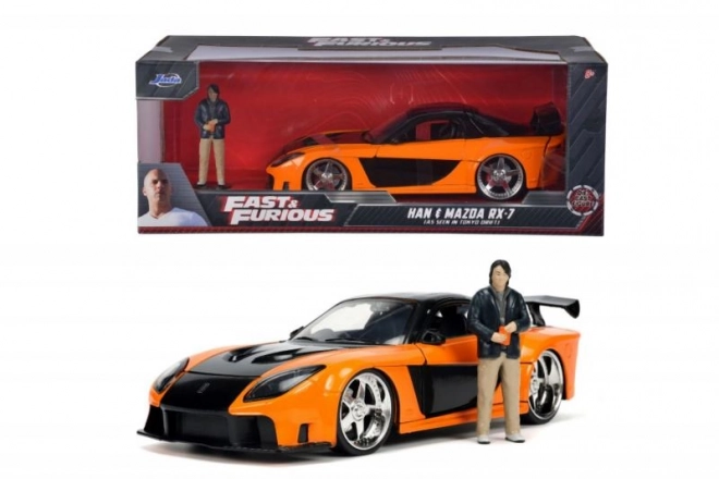 Auto Mazda RX7 1997 Fast & Furious con figura di Han Lue 1:24