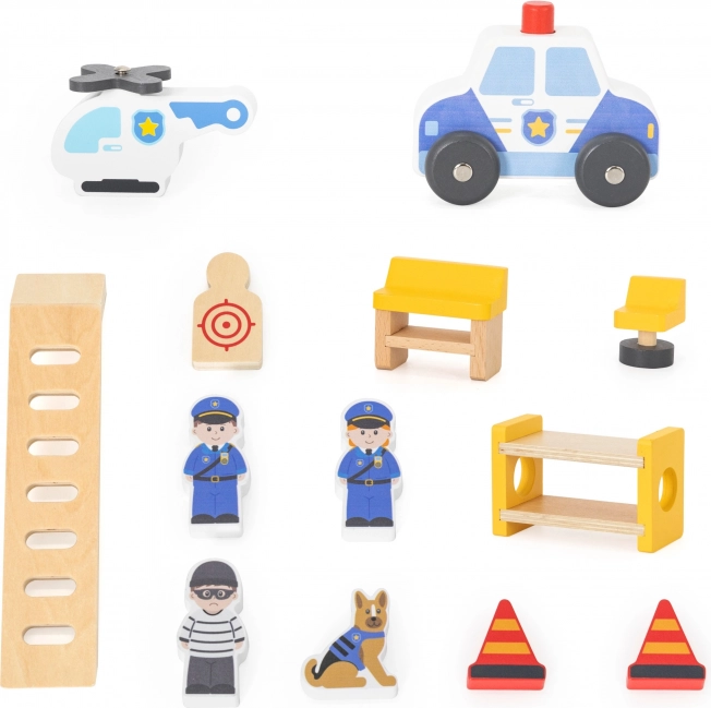 Stazione di polizia in legno VIGA con radiomobile, 3 livelli, 14 elementi