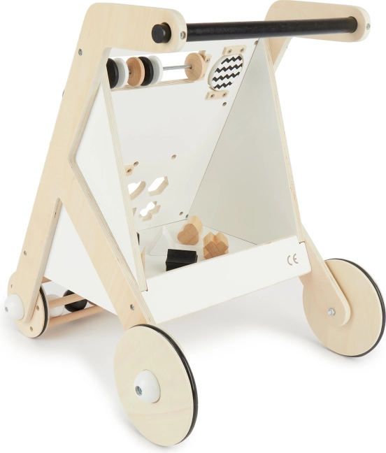 Bieco deambulatore in legno per bambini con attività Black & White
