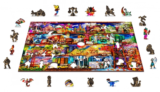 Puzzle in legno Libreria da Viaggio 2 in 1, 505 pezzi