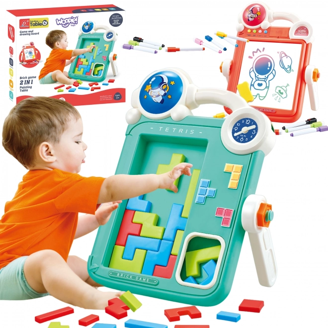 Lavagna da disegno bifacciale e gioco Tetris 2 in 1