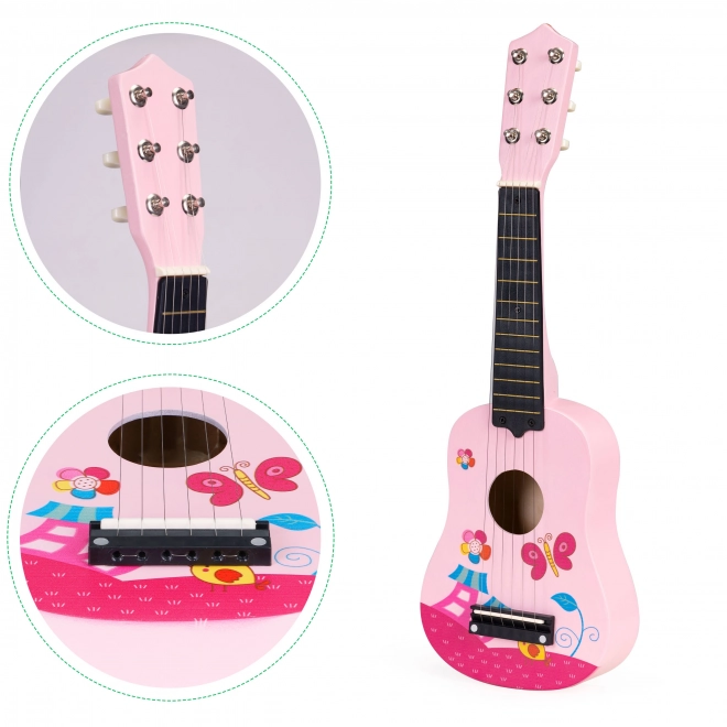 Chitarra per bambini in legno ECOTOYS - Rosa