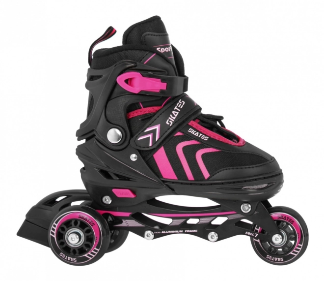 Set 4 in 1 Pattini a rotelle, rollers e pattini da ghiaccio per bambini taglia 29-33 Rosa – Rosa