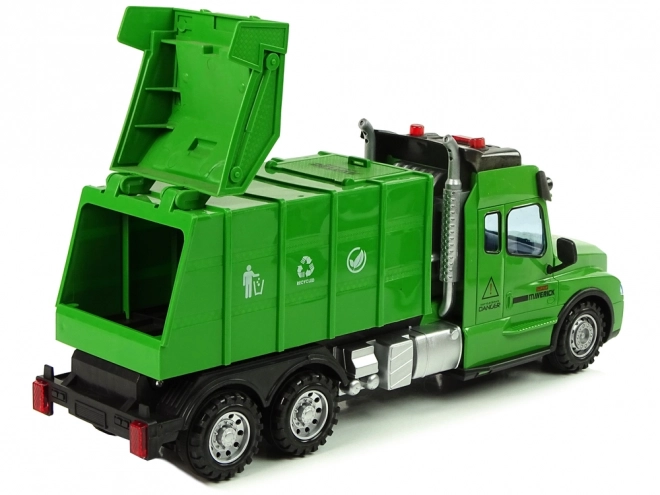 Camion della spazzatura telecomandato con luci e suoni verde