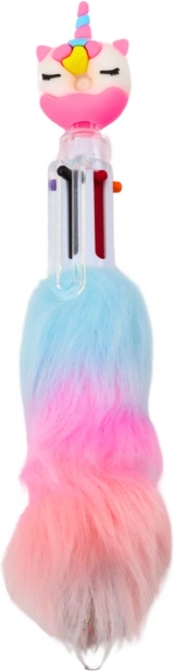 Penna multicolore con unicorno e ciondolo morbido