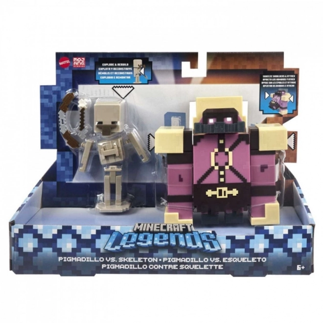 Set di Figure Minecraft Legends Pigmadillo vs Scheletro