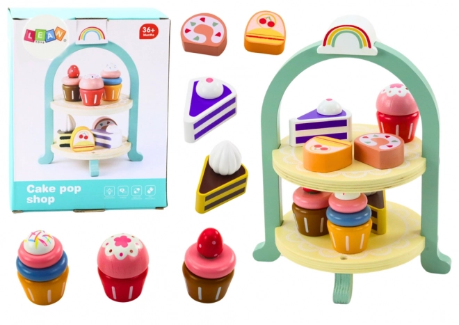 Set dolci in legno con espositore