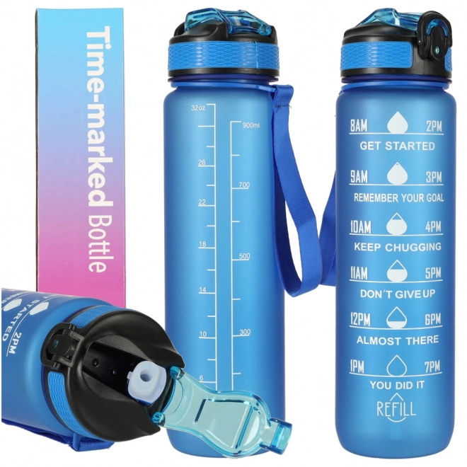 Borraccia rosa 1L per palestra con beccuccio e misurino motivazionale – Blu