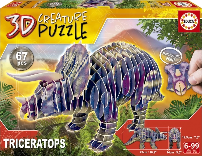 Puzzle 3D Triceratopo 67 pezzi