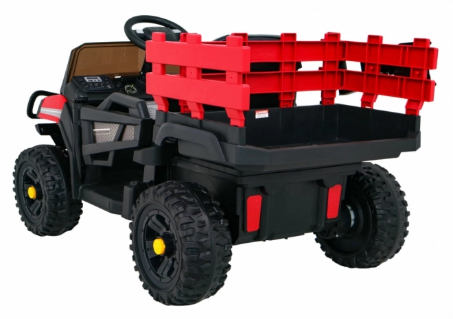 Pick-up agricolo per bambini rosso + telecomando + vagone bagagli + pala + EVA + MP3 LED