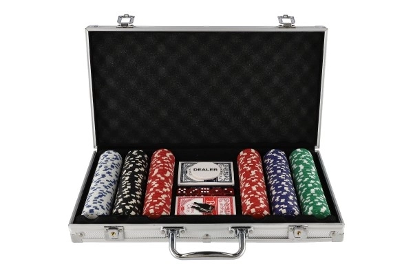 Set Poker 300 Pezzi con Carte e Dadi in Valigetta di Alluminio