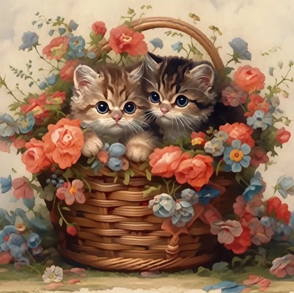 Mosaico di diamanti - gatti nel cesto