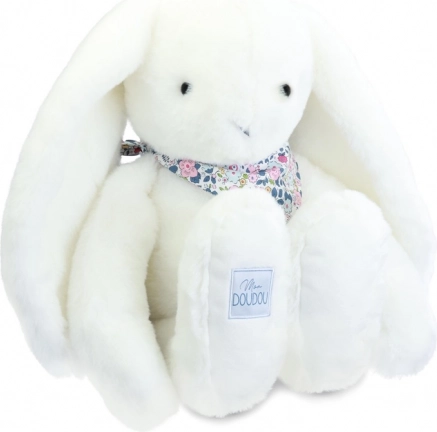 Doudou coniglio di peluche con fazzoletto bianco 50 cm