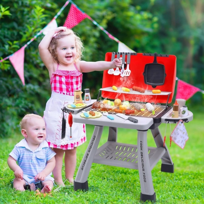 Woopie Barbecue da giardino per bambini interattivo con LED ed effetto vapore, set XL 41 pezzi