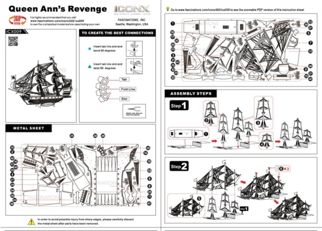 Puzzle 3D Metallo Earth Nave Queen Anne's Revenge