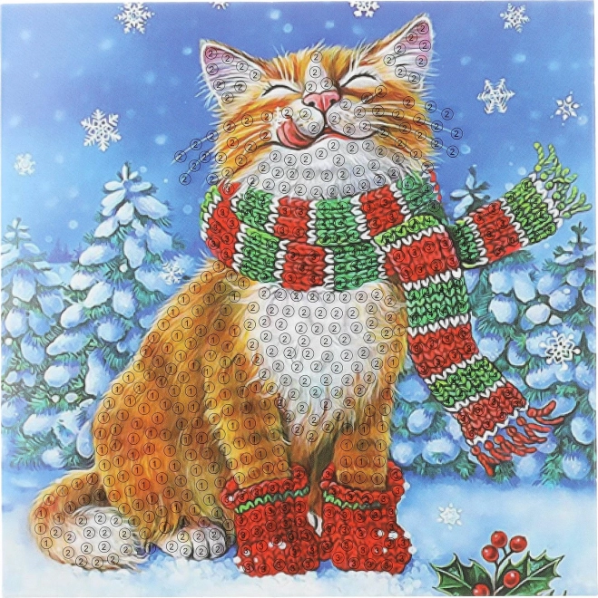 Set di biglietti di Natale con pittura diamantata con gatto e cane