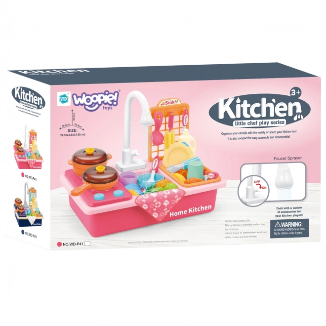 Woopie cucina per bambini con lavello rosa