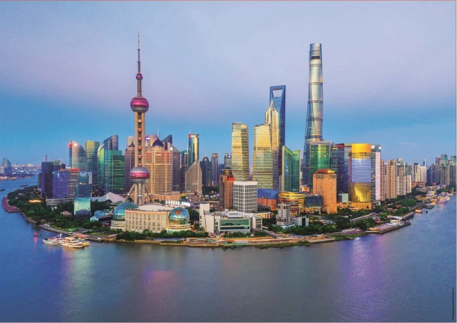 Puzzle Panorama Shangai al Tramonto 1000 Pezzi