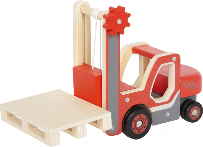 piccolo carrello elevatore in legno con pallet