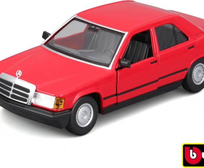 Modello d'auto in metallo Bburago 1:24 Plus 1987 Mercedes-Benz 190E rosso
