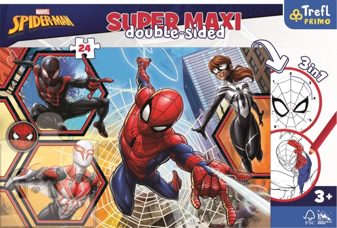 Puzzle a doppia faccia Spiderman azione Super Maxi 24 pezzi