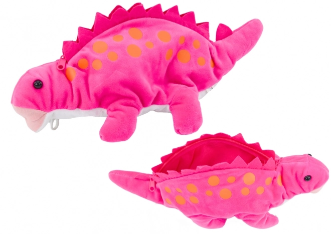 Dinosauro peluche astuccio con cerniera rosa