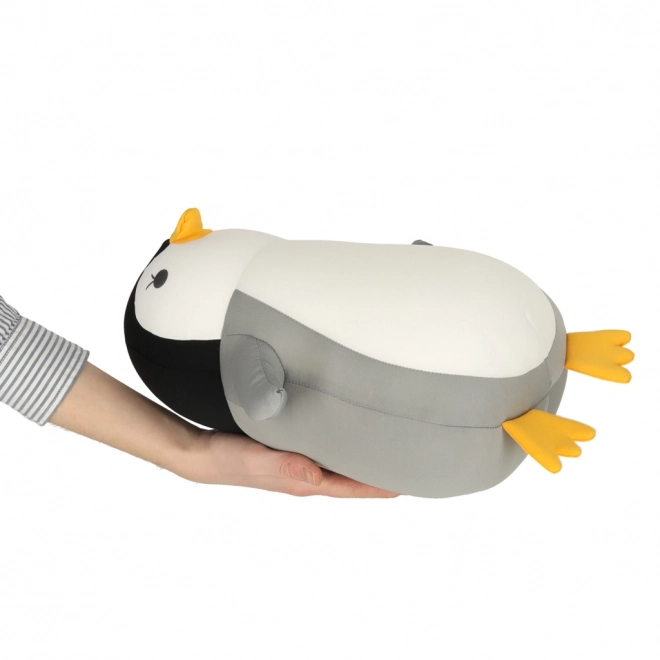 Cuscino da viaggio 2 in 1 a forma di cornetto e peluche pinguino