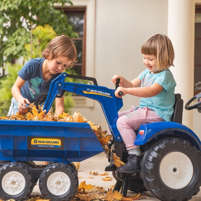 Trattore New Holland con rimorchio blu per bambini dai 3 anni