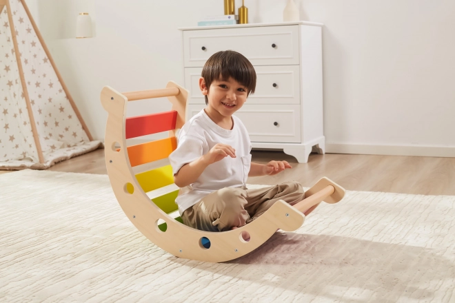 Ponte a dondolo in legno color arcobaleno Montessori di Viga