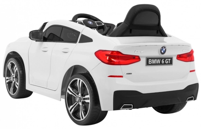 BMW 6 GT Auto bianco a batteria + telecomando + avvio lento + EVA + cinture + LED MP3