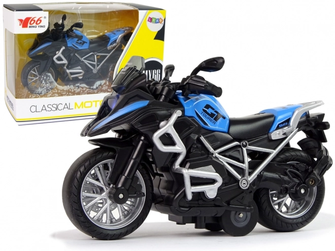 Motocicletta GT blu pull-back con suoni e luci