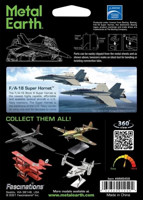 Puzzle 3D in metallo Aereo da combattimento F/A-18 Super Hornet