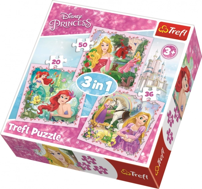 Puzzle Trefl principesse Disney con amici 3 in 1