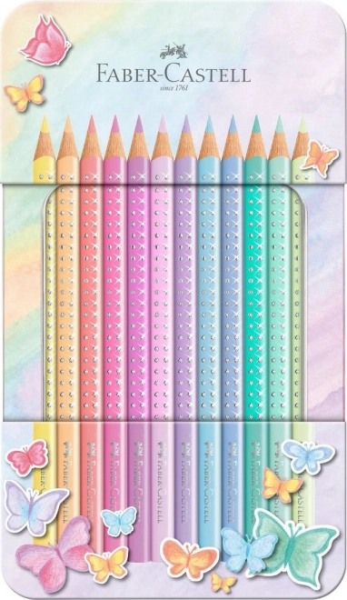 Pastelli Sparkle Faber-Castell in scatola di latta - 12 colori