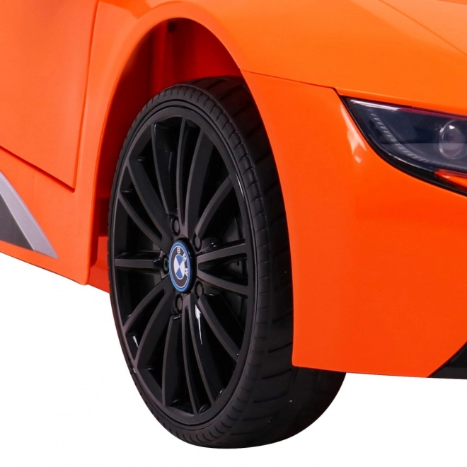 Auto a Batteria BMW I8 Lift Arancione + Telecomando + Partenza Lenta + Cinture a 3 Punti + MP3 USB + LED