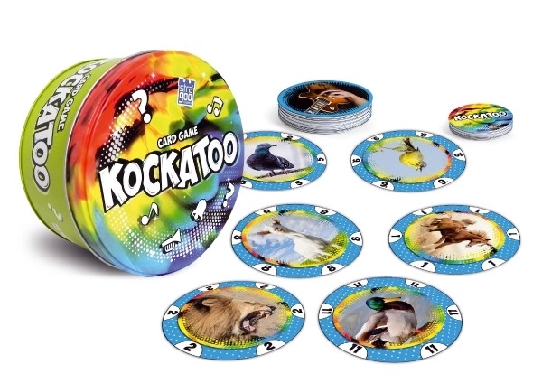 Kockatoo - gioco di carte in scatola di latta 12x12cm per 5+ anni