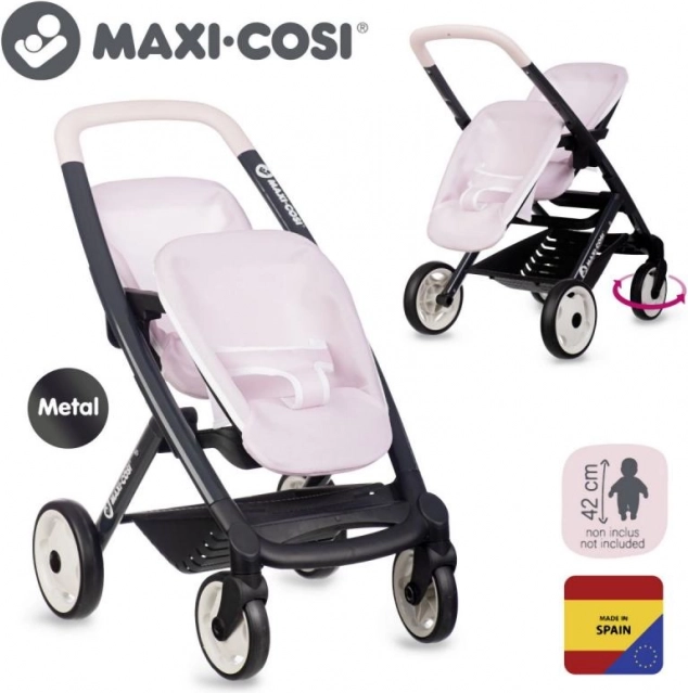 Passeggino sportivo per bambole gemelle Maxi Cosi rosa chiaro