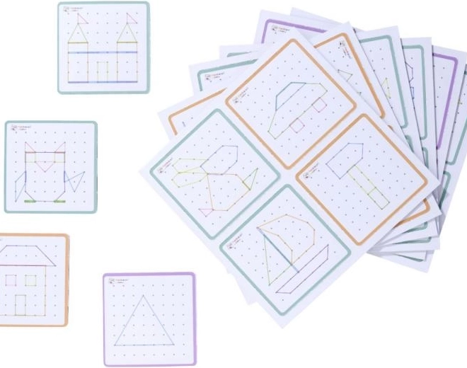 Tavola geometrica Montessori con elastici colorati