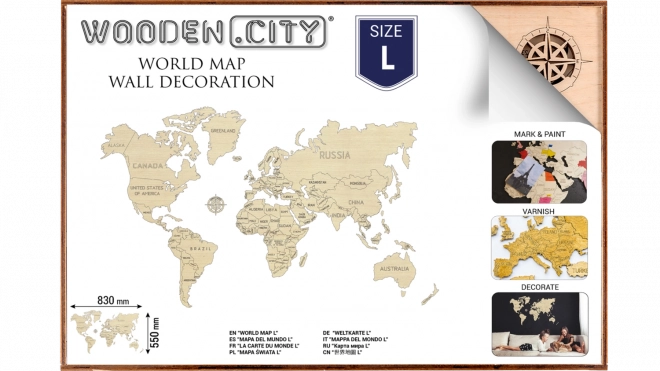 Mappa del mondo in legno WOODEN CITY grande