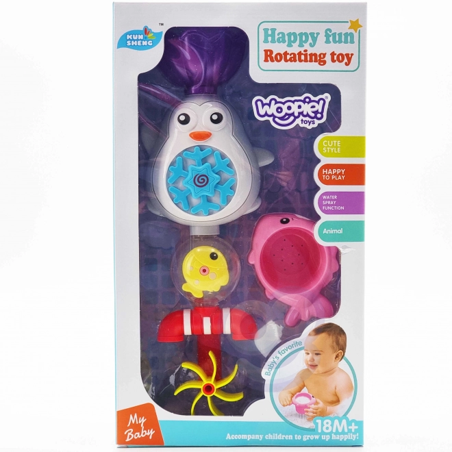 Giocattolo da bagno pinguino con ruota idraulica e tazza WOOPIE