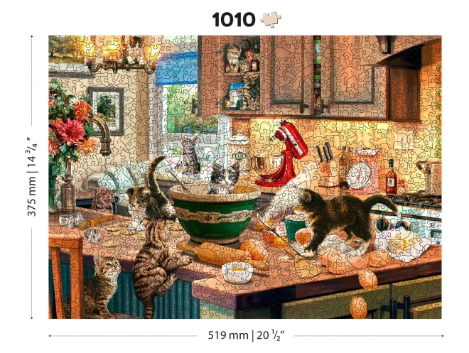 Puzzle in legno Cuccioli birichini in cucina 2 in 1