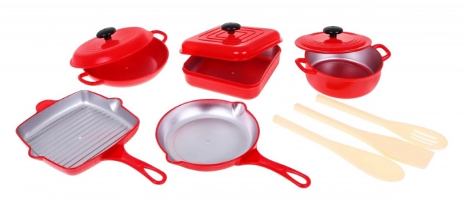 Set chef rosso per bambini 3+ con pentole e accessori