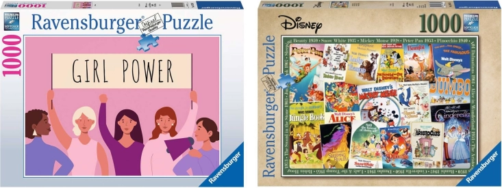 Ravensburger set 2× puzzle da 1000 pezzi – Disney Vintage Movie Posters e Girl Power